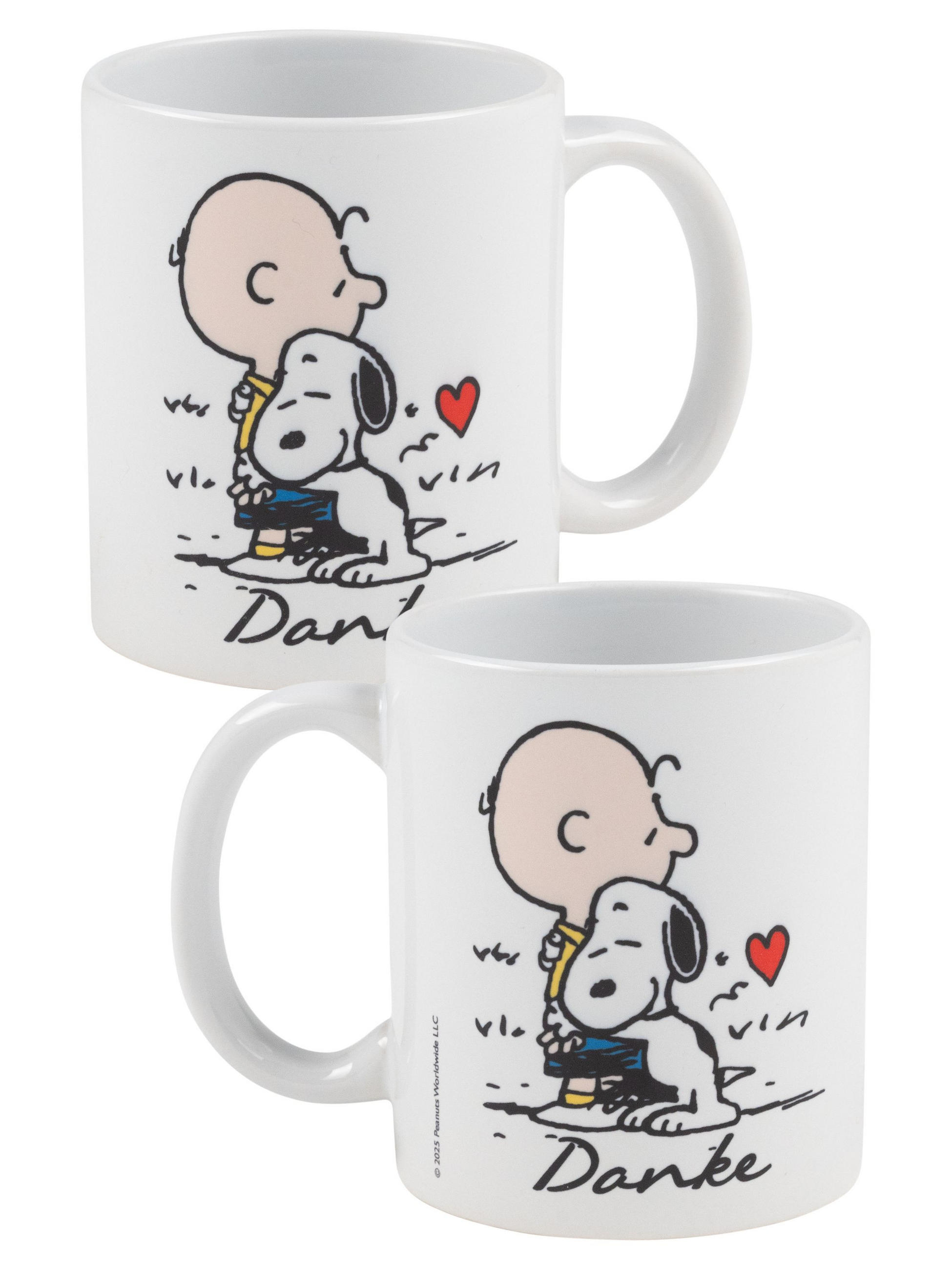 KAFFEEBECHER The Peanuts Snoopy Danke Charlie Brown Weiß 320 ml - Weiß, Keramik (0.32L) - United Labels
