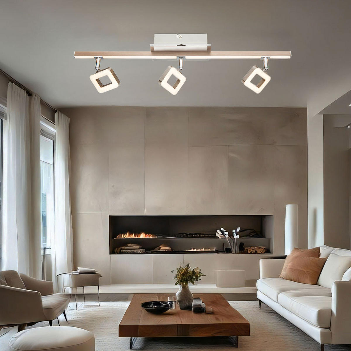 LED DECKENLEUCHTE Chrom Silber matt - Silberfarben, Metall (61.5/9/16cm) - Globo Lighting