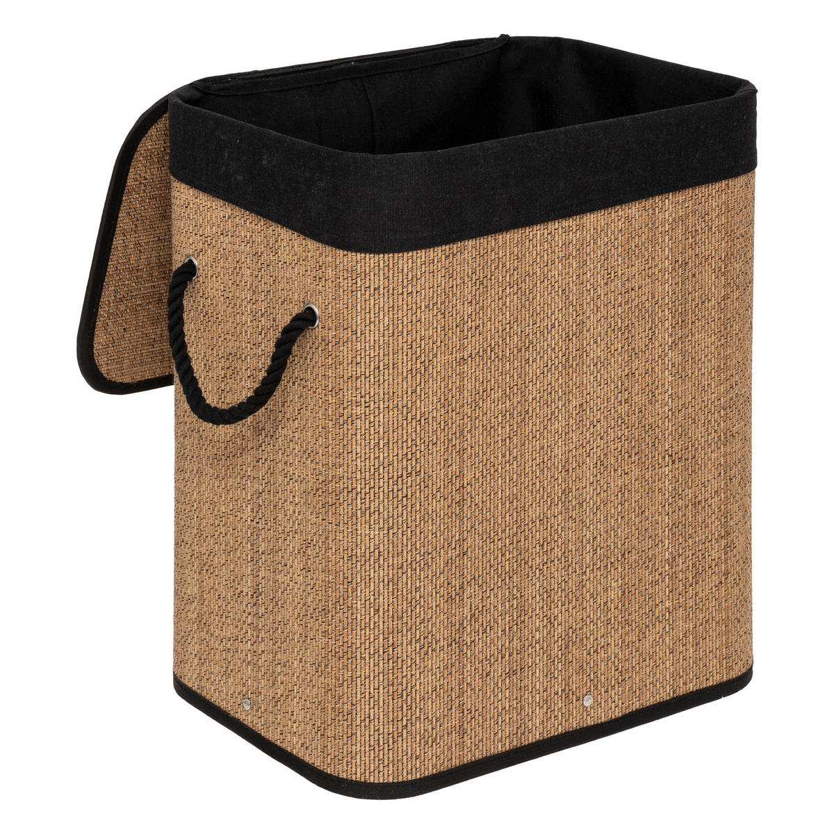 WÄSCHEKORB Luxe 60 l 41,5/30/50 cm - Schwarz, Naturmaterialien (30/50/41.5cm) - 5five Simply Smart