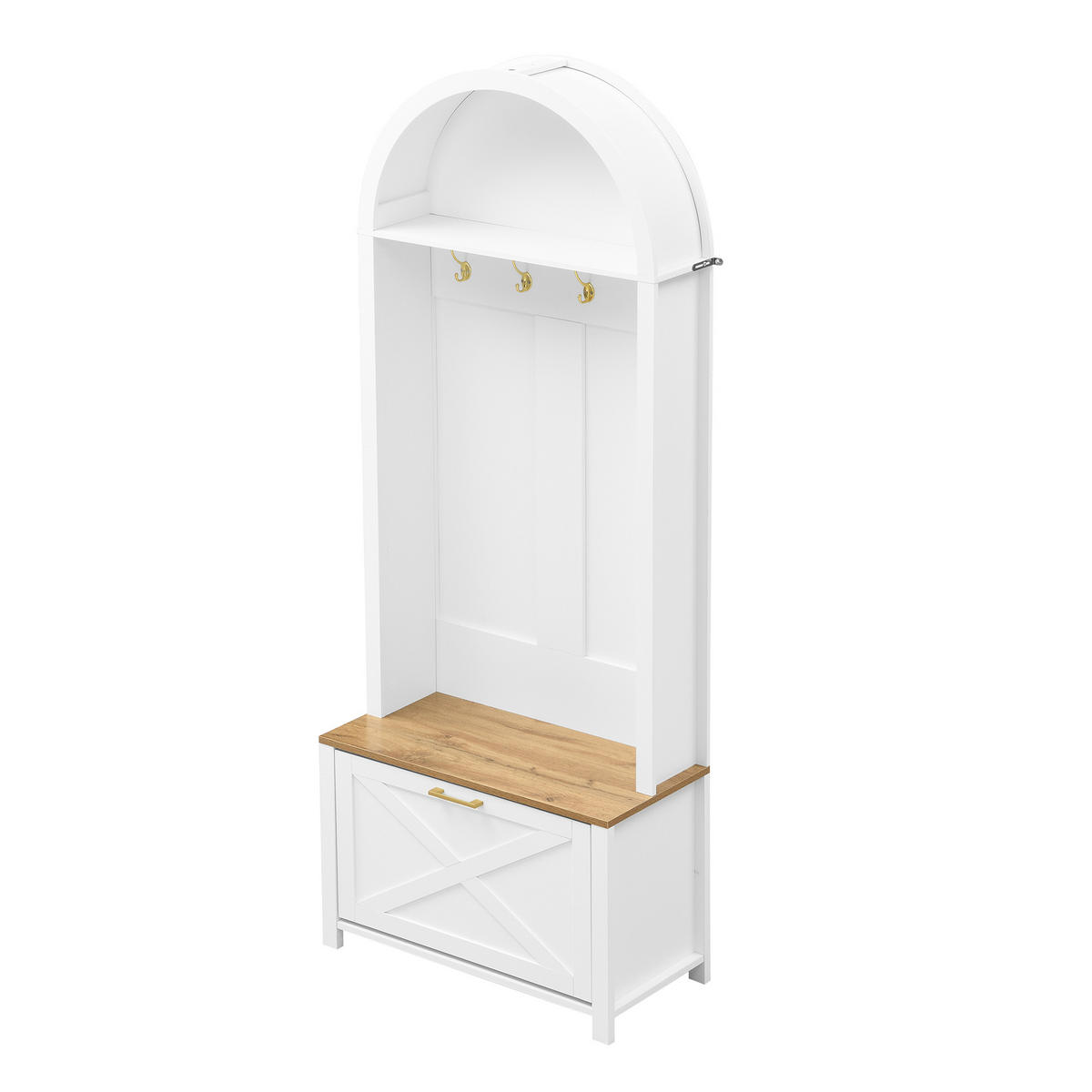 GARDEROBENSCHRANK Schuhregal Haken Ablage MDF Eisen modern - Weiß, Holzwerkstoff (35/195/75cm) - FLIEKS