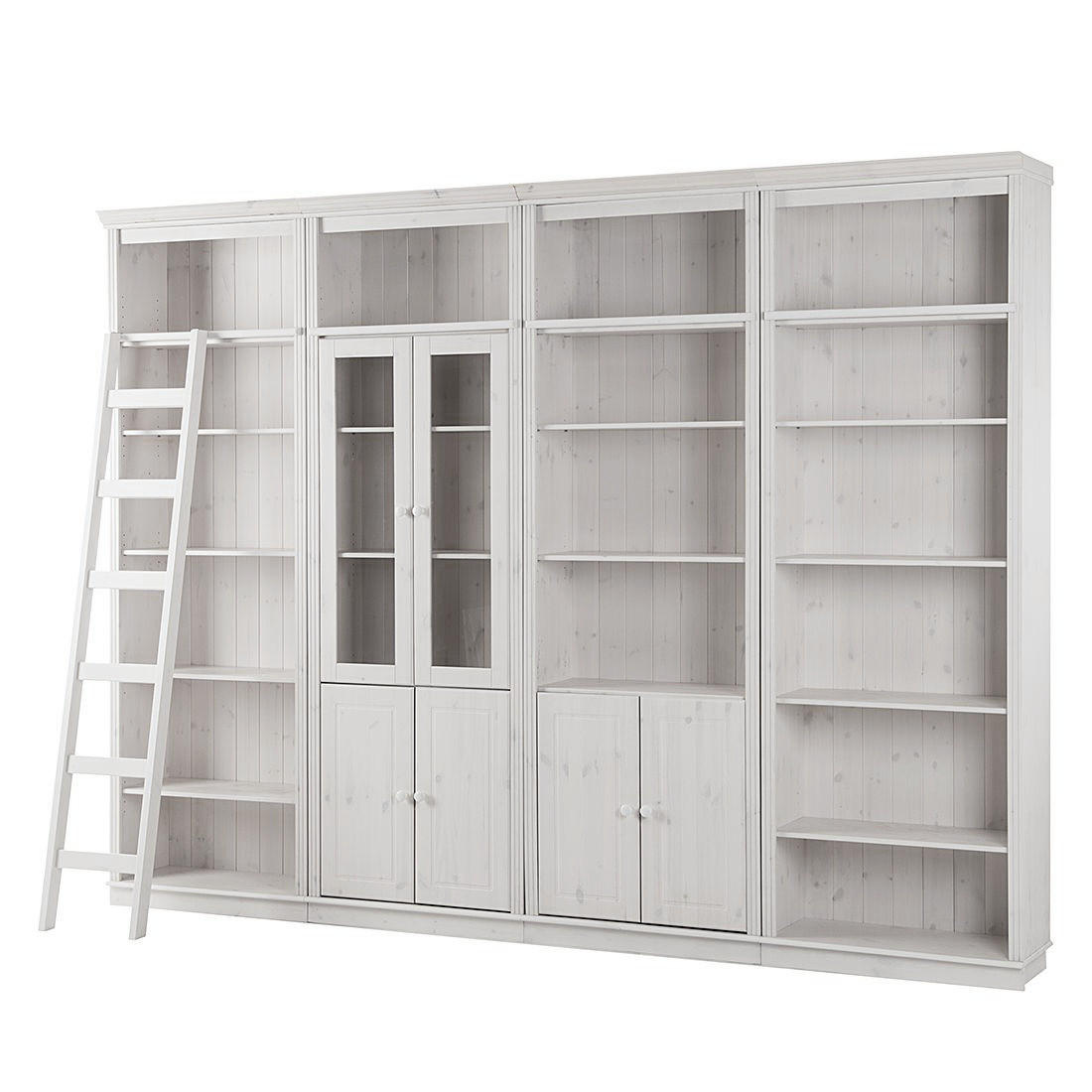 BÜCHERWAND - Kiefer massiv, Typ G - Weiß, Holz (296/223/37cm) - home24
