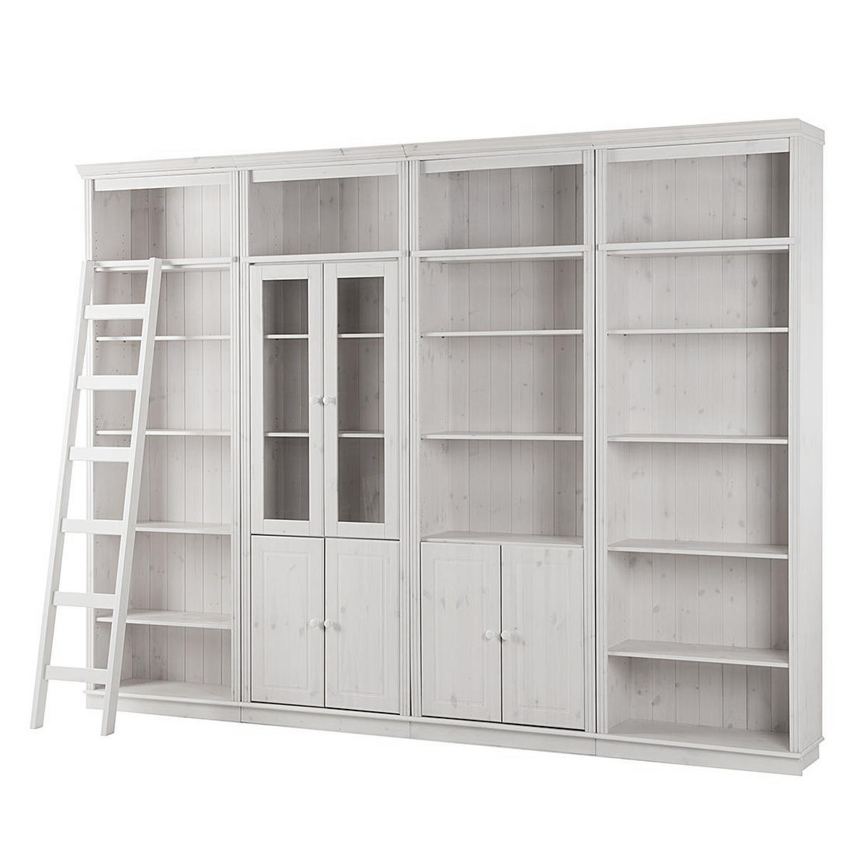 BÜCHERWAND - Kiefer massiv, Typ G - Weiß, Holz (296/223/37cm) - home24