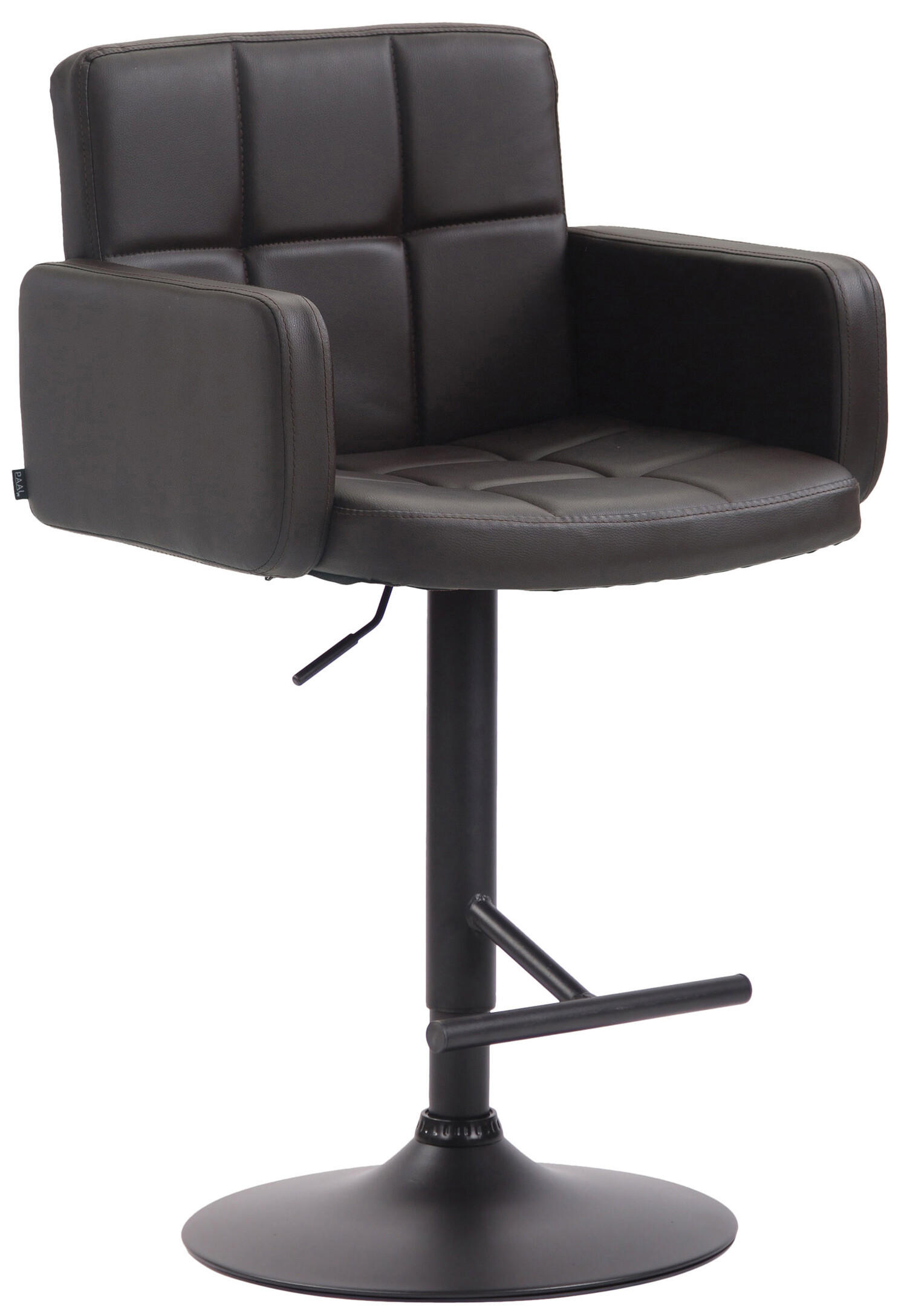 BARHOCKER Lausanne, Gestell schwarz, Kunstleder Braun - Schwarz/Braun, Kunststoff/Textil (60/100/56cm) - TPFLiving