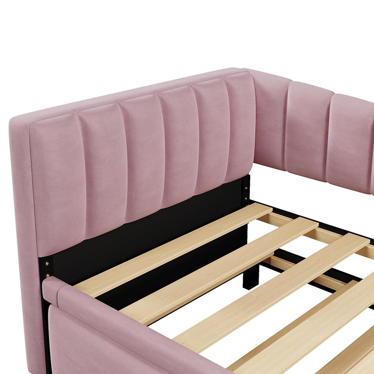 EINZELBETT 90 x 200cm mit Ziehbett(Ohne Matratze),Rosa - Pink, Holz/Textil (90/200cm) - KOMHTOM