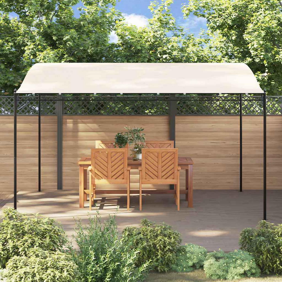 PERGOLA, Pavillon 4x3 m, 180 g/m² Stoff und Stahl, Crème - Creme, Metall (300/255/400cm) - vidaXL