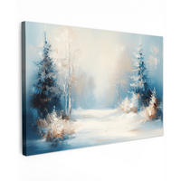 LEINWANDBILD Wald - Winter - Natur - Abstrakt - Schnee Wohnzimmer Groß 120x80 cm - Weiß, Textil (120/80cm) - MuchoWow