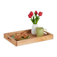 SERVIERTABLETT - Hellbraun, Holz/Holzwerkstoff (46/5/31cm) - Relaxdays
