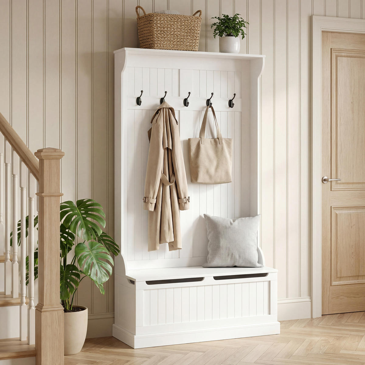 GARDEROBE Creme 96/34/179,7 cm - Creme, Holzwerkstoff (96/179.7/34cm) - PANGIVO