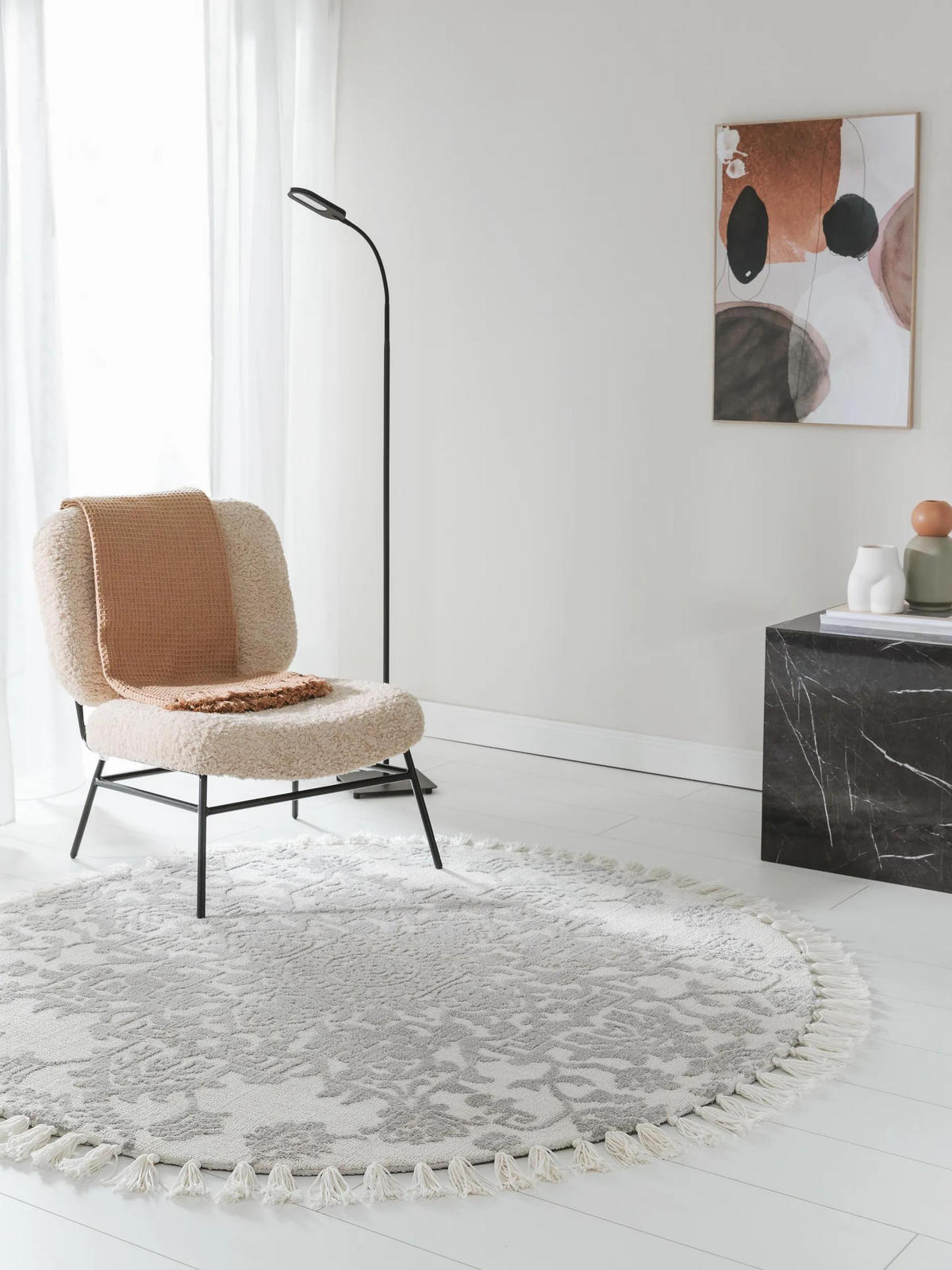 TEPPICH rund Elias Grau ø 150 cm rund - Grau, Textil (150/150cm) - benuta Nest