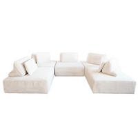 MODULSOFA WIOLO SOFT 5 MODULE 5 KISSEN Cremeweiß Cord - Creme/Schwarz, Kunststoff/Textil (333/84/222cm) - KAWOLA