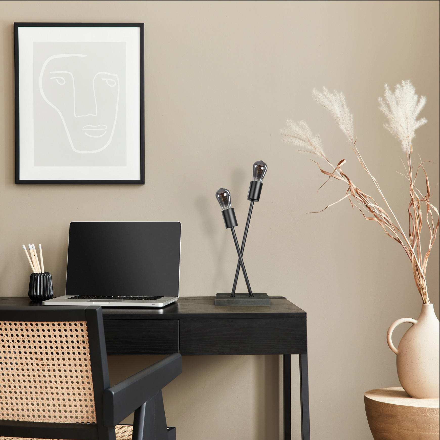 TISCHLAMPE Iks Tl - Schwarz, Metall (18/10/41cm) - Paco Home