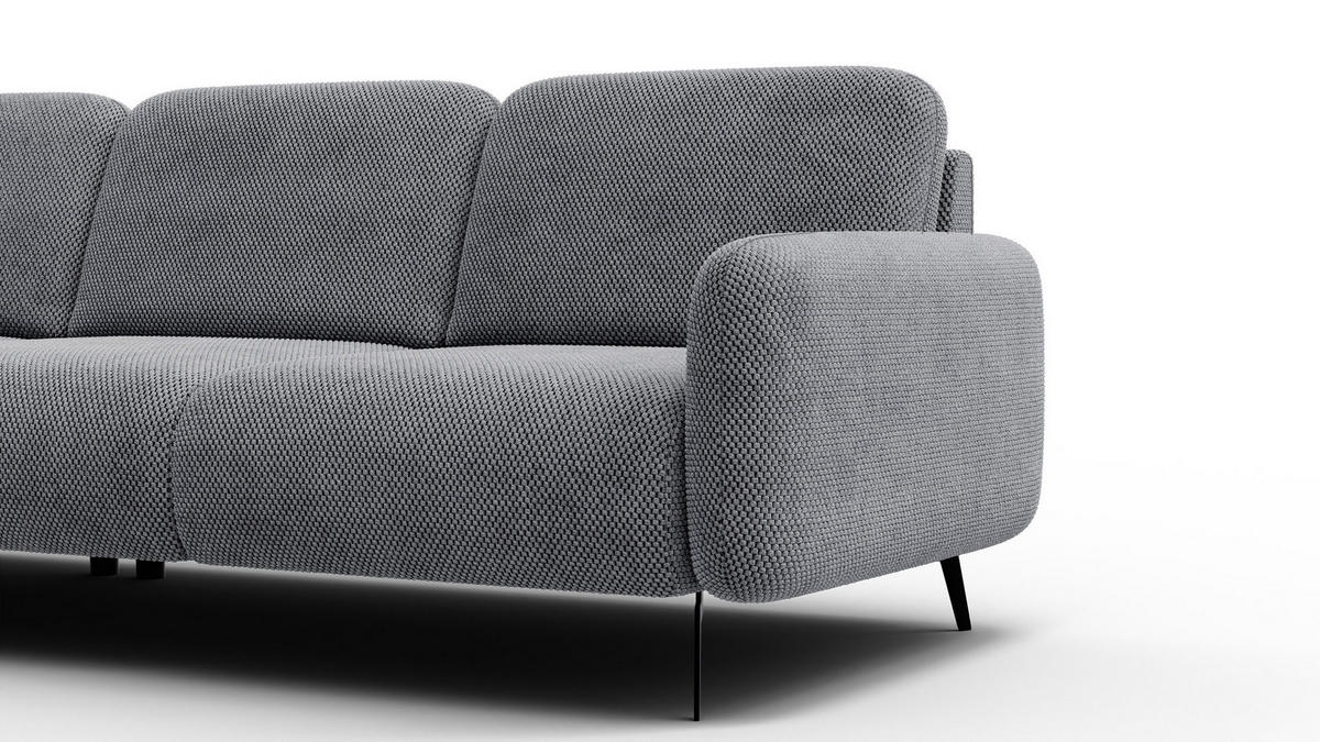 ECKSOFA FEBE 4-Sitzer links, grau - Schwarz/Grau, Holz/Textil (264/157cm) - Courtois Laville