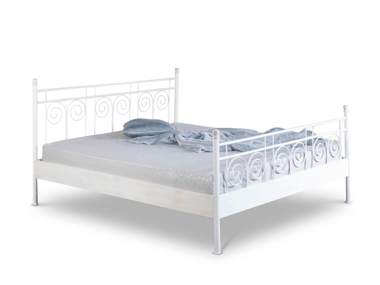 METALLBETT Sara / 180 x 200 cm / weiss-kupfer gewischt - Weiß/Kupferfarben, Metall (180/200cm) - BED BOX