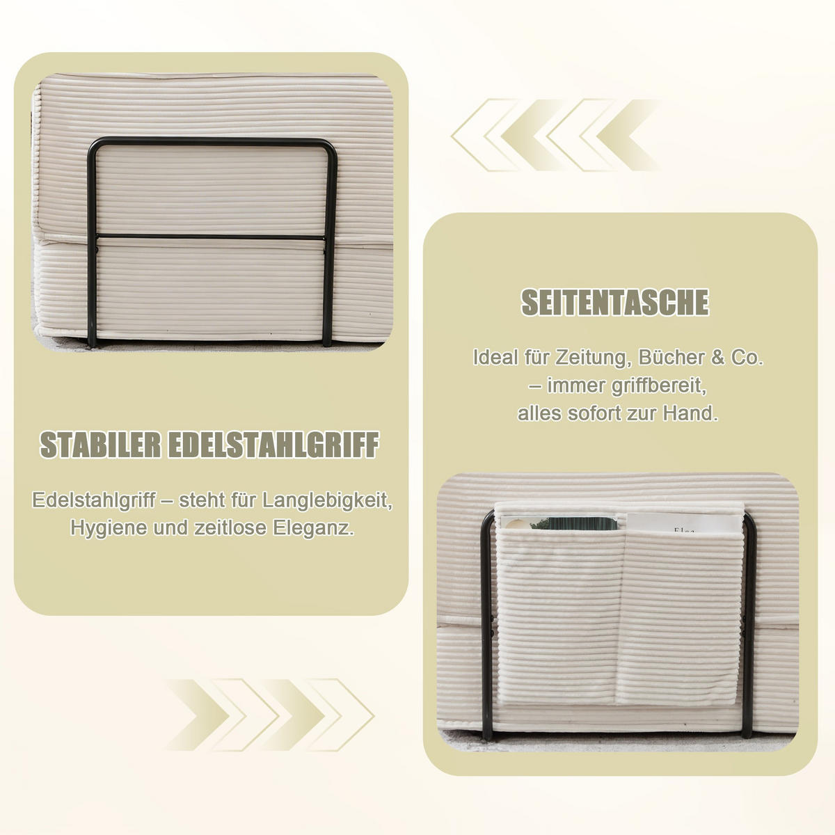 SCHLAFSOFA Zweisitzer mit Schlaffunktion,ausziehbar,Modulares Design,Cord,Beige - Beige, Textil (162/42/54cm) - LVHOM