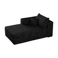 RÉCAMIERE DE-34736 rechte Chaiselongue mit Corduroy Schwarz - Schwarz, Textil (90/58/151cm) - ComfortXL