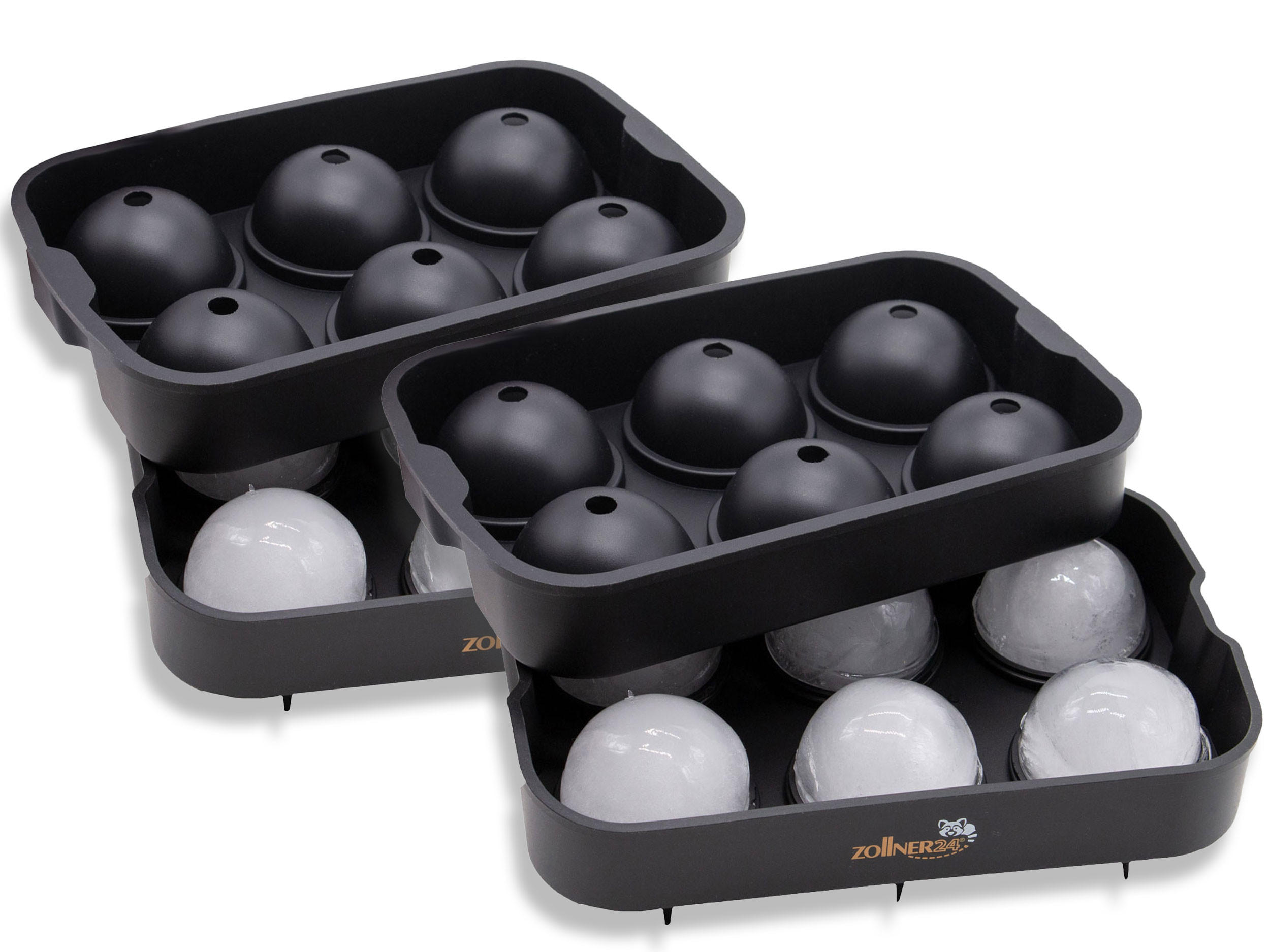 EISWÜRFELFORM, 2er-Set, Silikon, Schwarz - Schwarz, Kunststoff (13/10/17cm) - Zollner24