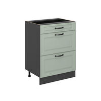 DULAP DE BAZĂ DE BUCĂTĂRIE R-Line, Casă de țară Mint/antracit, 60 cm cu sertare fără blat de lucru - verde mentă/antracit, compozit lemnos (60/81.6/46cm) - Vicco