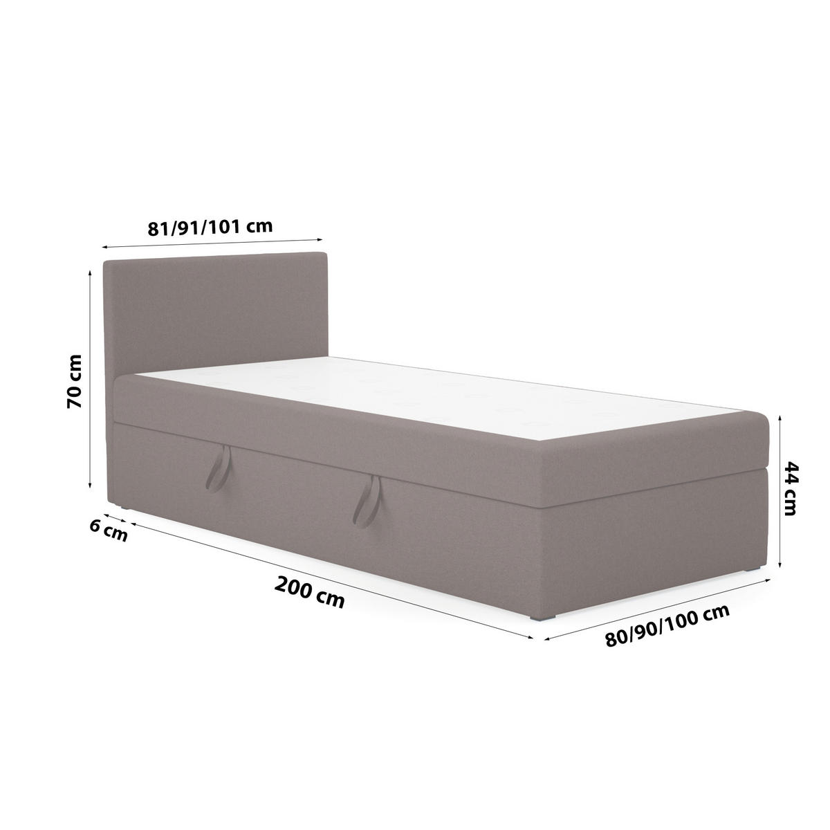 BOXBETT Verdig Mini Basic 100x200 Dunkelbraun Links - Braun, Holz (100/200cm) - Fedve