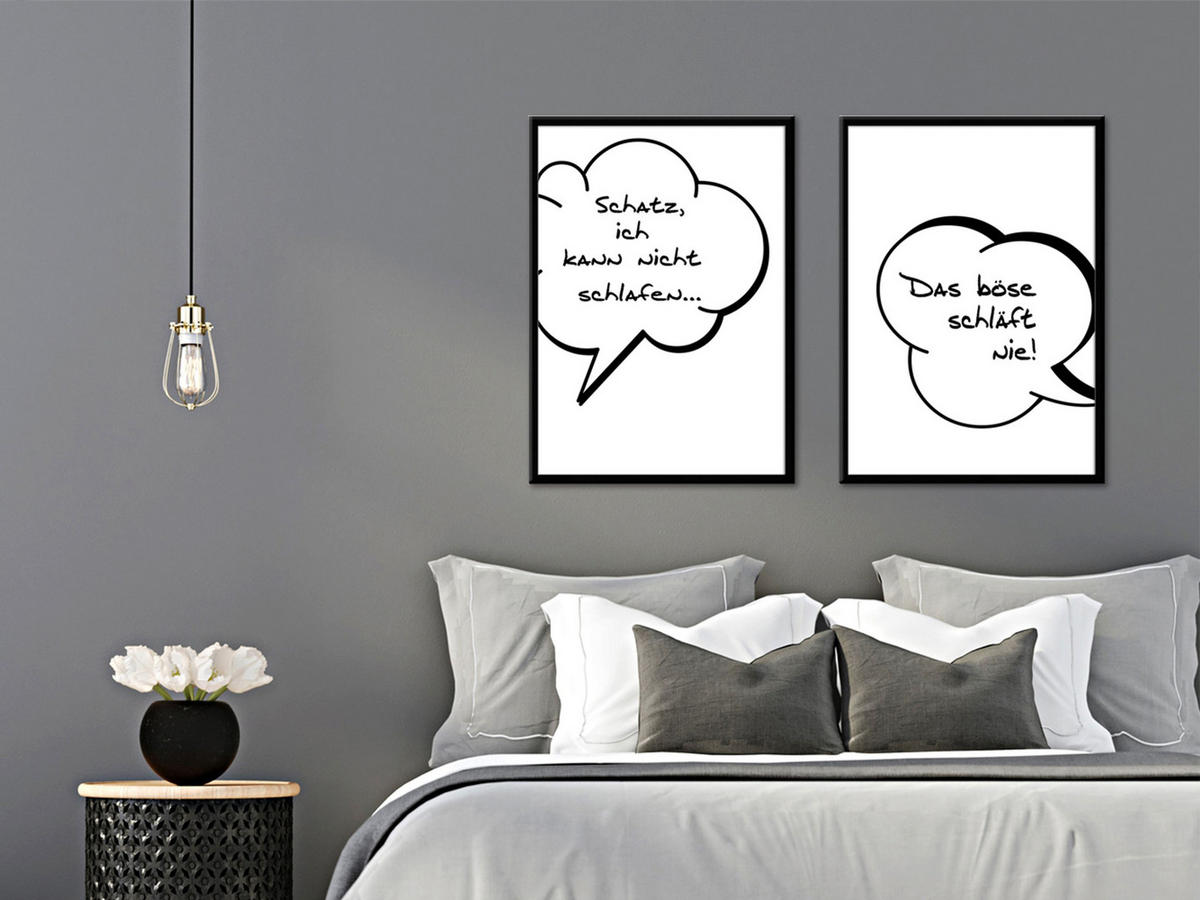 BILD mit Rahmen 2er Set 51x71 cm Spruch: Humor Paar - Weiß, Holz (51/71cm) - artissimo