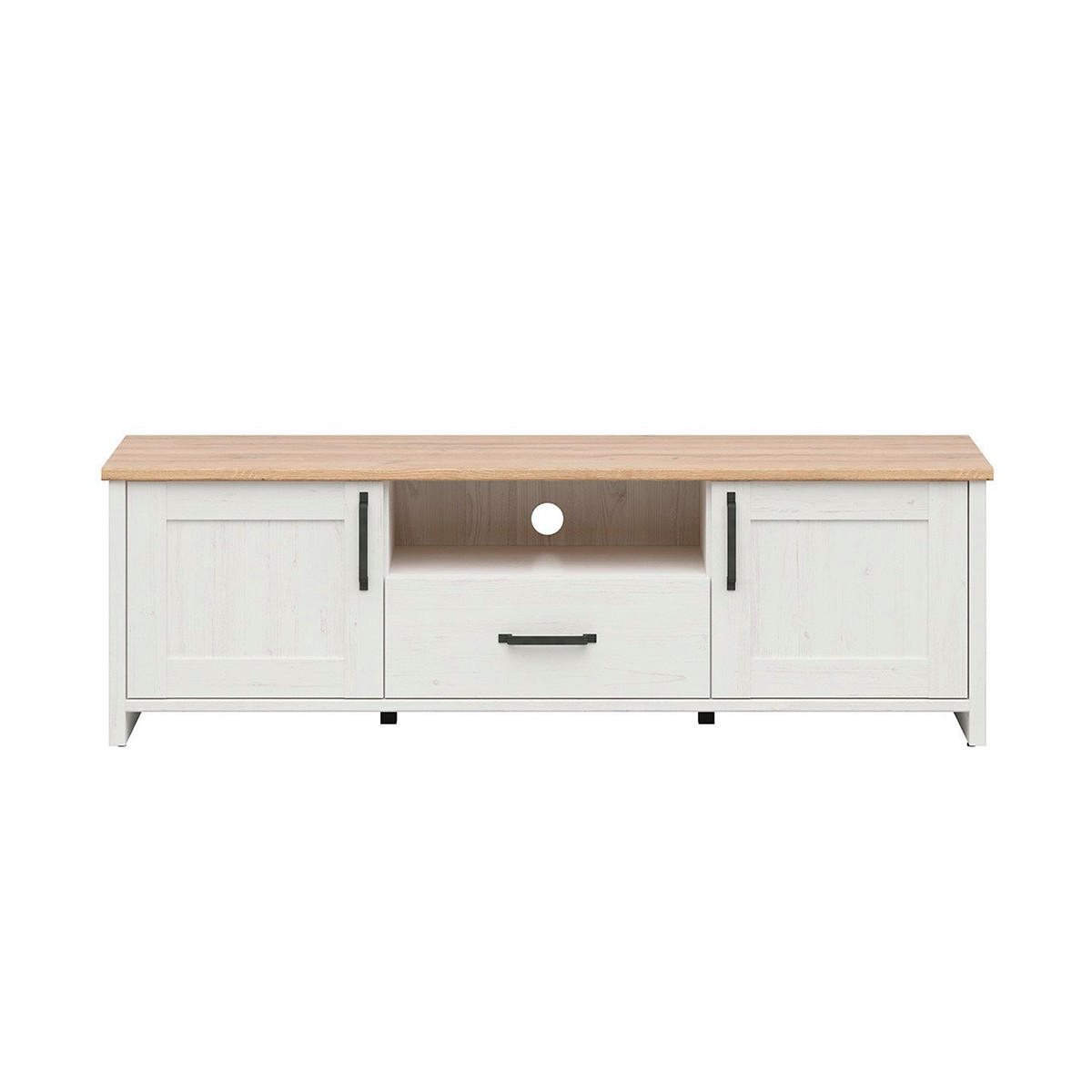 TV-MÖBEL Aksel Weiß und Holz - Weiß, Holzwerkstoff (160/51/44cm) - Petits-meubles