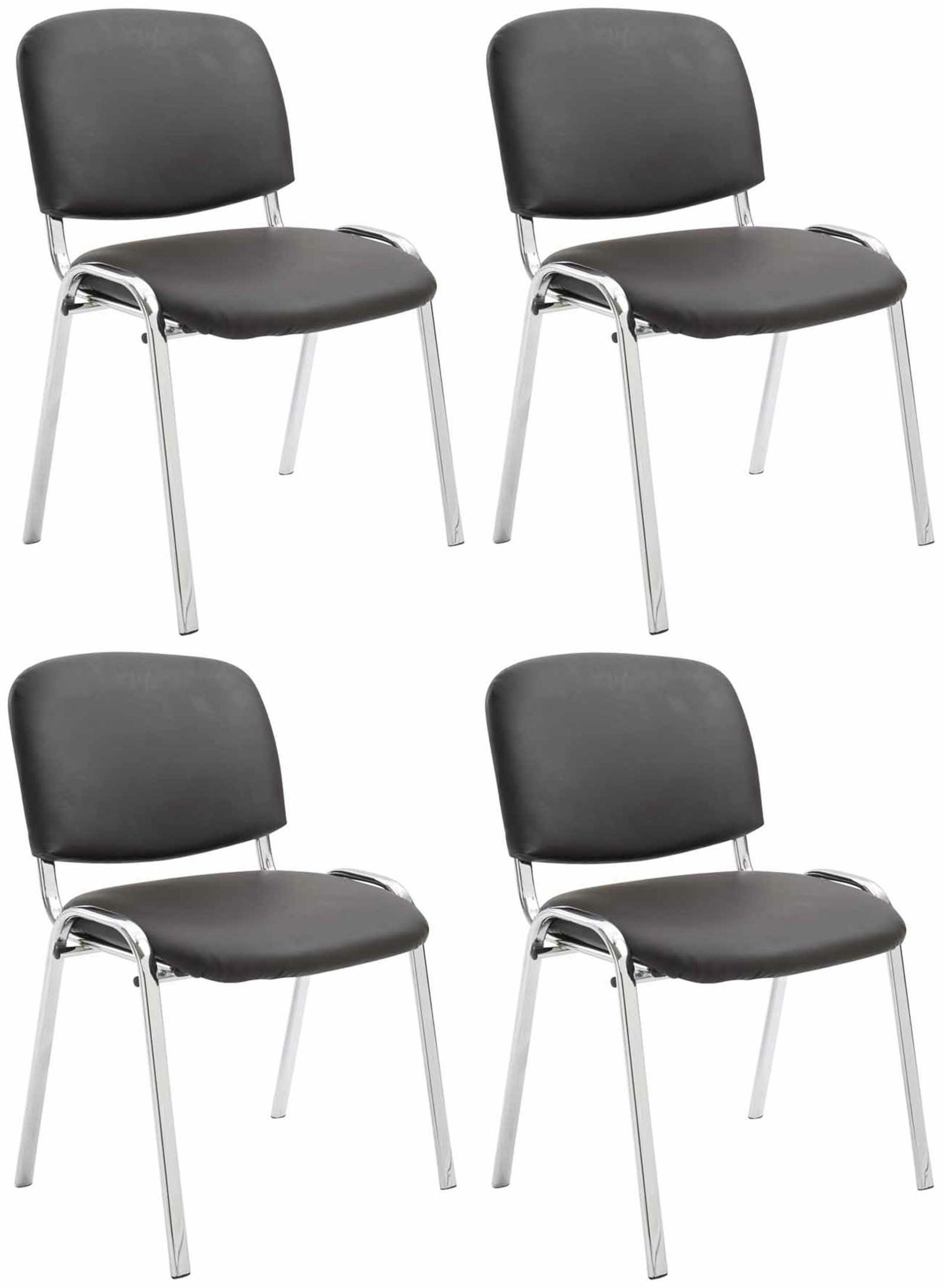 BESUCHERSTUHL 4er Set Lederlook braun - Braun, Textil/Metall (54/79/48cm) - CLP