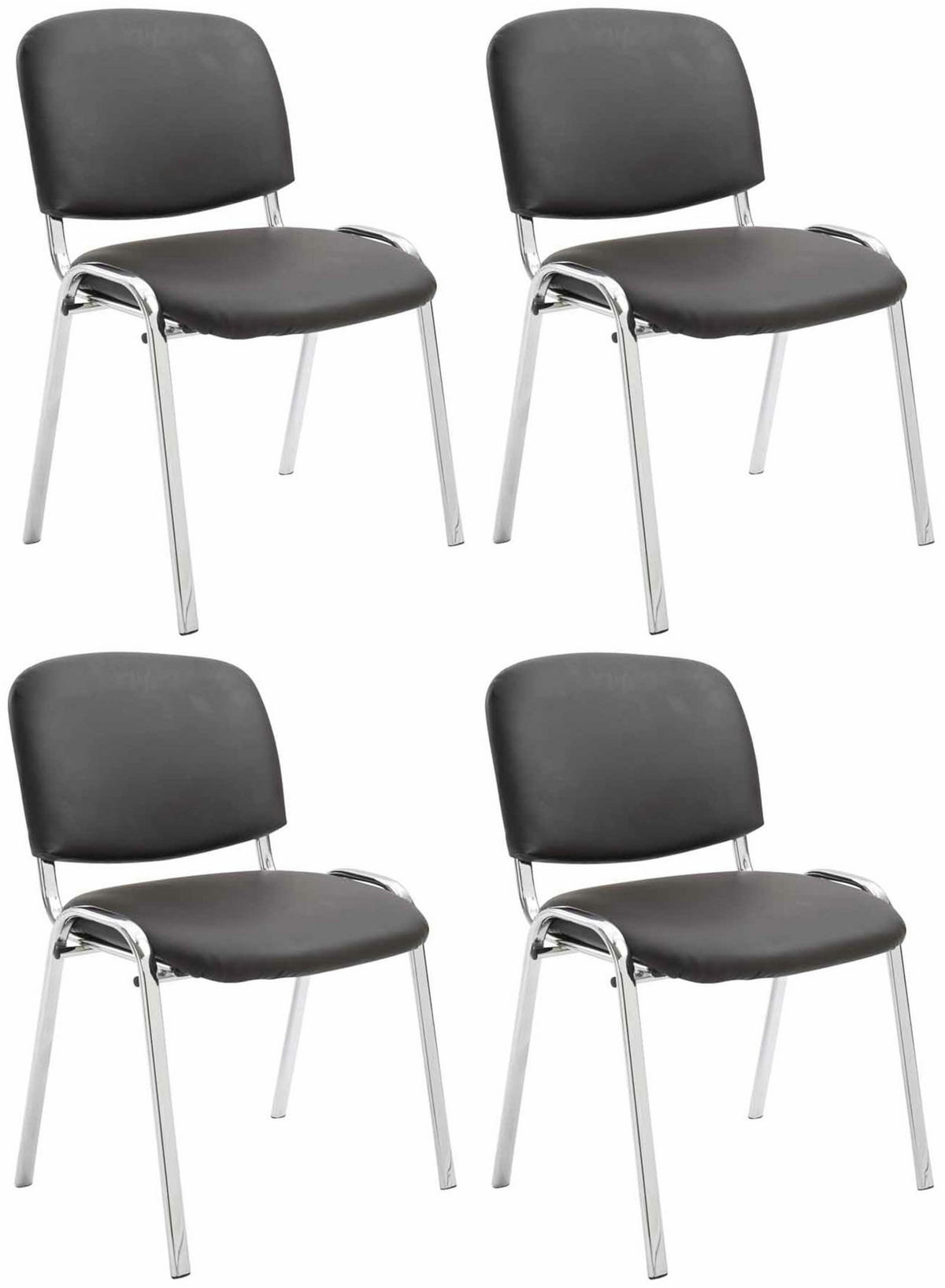 BESUCHERSTUHL 4er Set Lederlook braun - Braun, Textil/Metall (54/79/48cm) - CLP