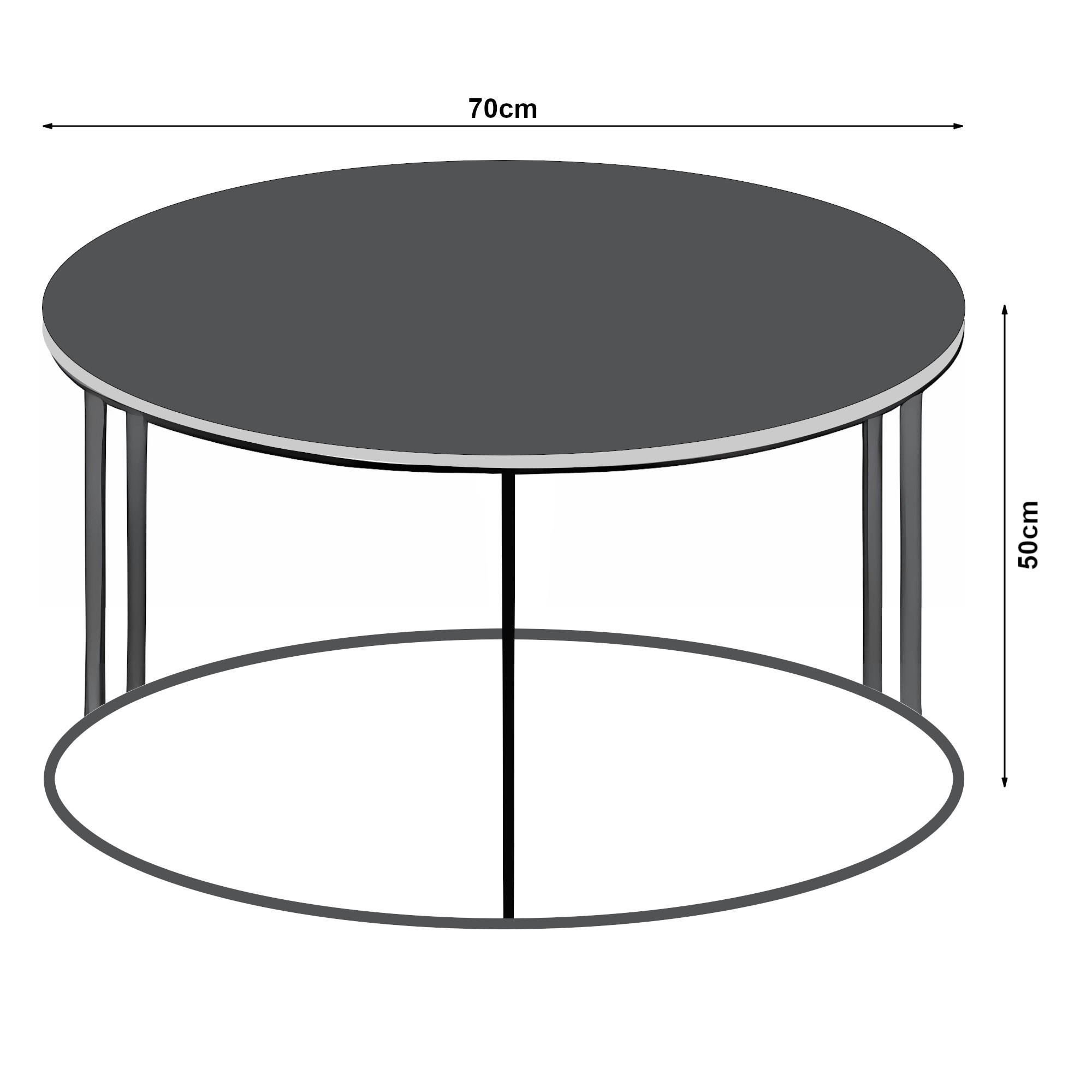 COUCHTISCH Aulum 70/70/50 - Silberfarben/Schwarz, Holzwerkstoff/Metall (70/70/50cm) - [en.casa]