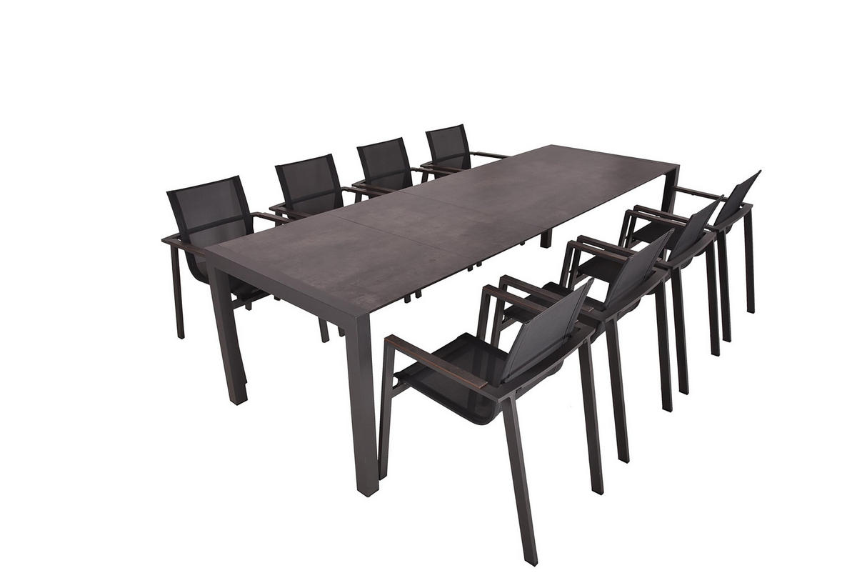 GARTEN-SITZGRUPPE Hauke 9-teilig Gartenmöbel-Set - Schwarz, Kunststoff - DELUKE