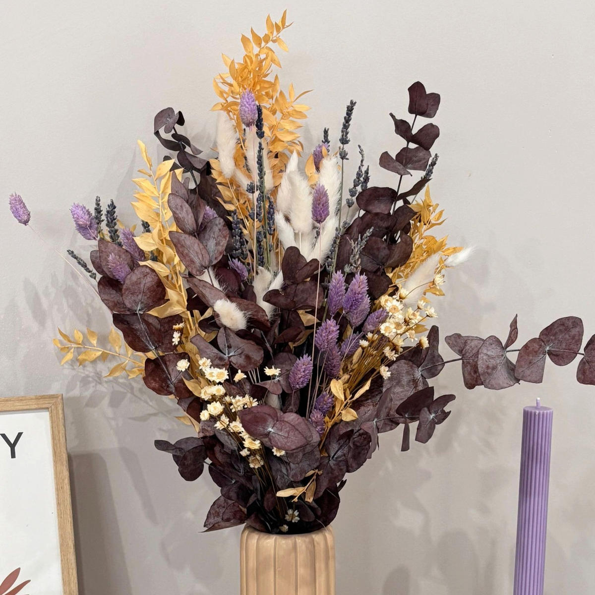 TROCKENBLUMENSTRAUSS Purple Harmony - 50 cm - Lila, Naturmaterialien (50cm) - Lykke & You