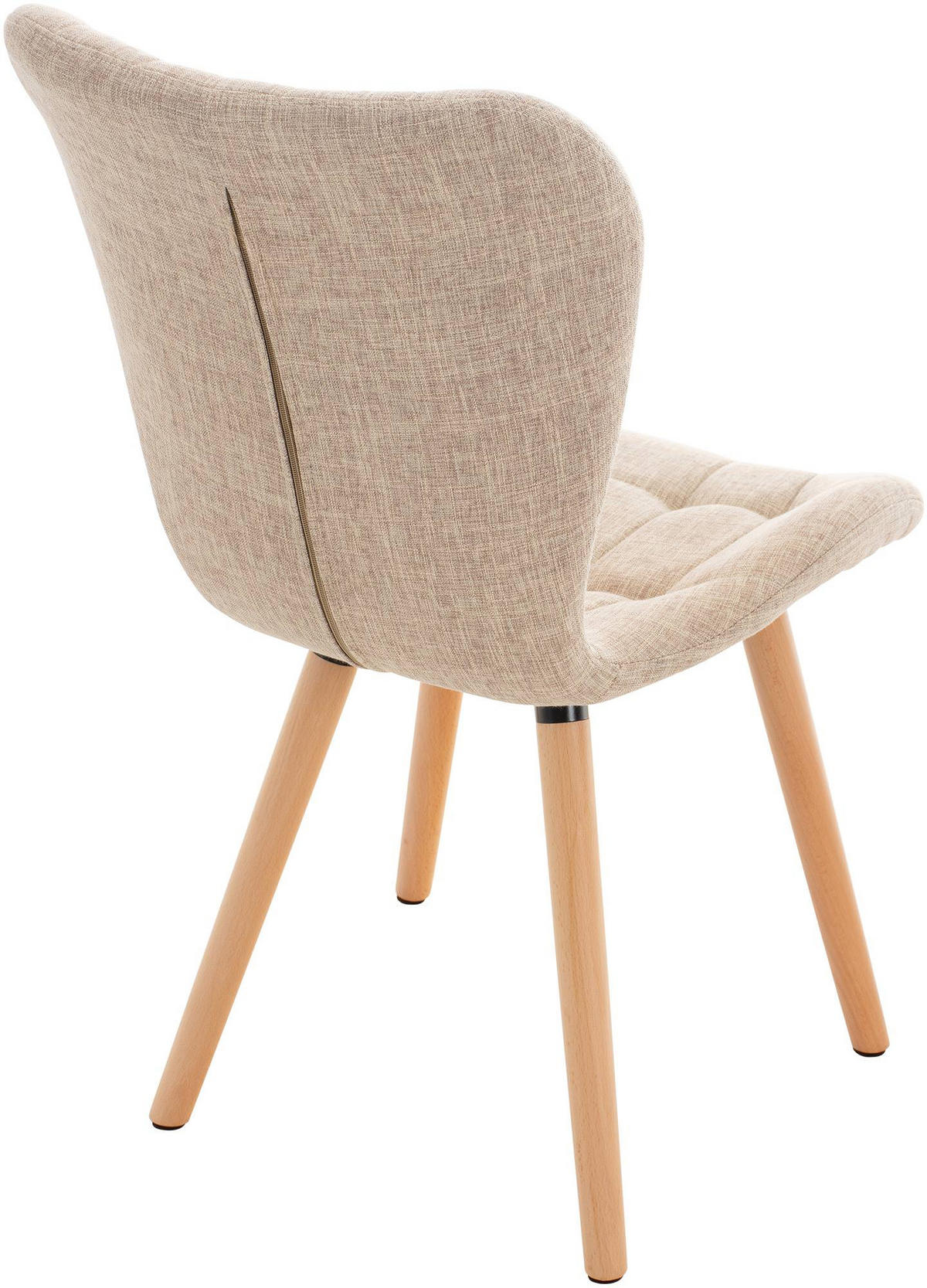 STUHL 2er Set Stoff creme - Eukalyptusholzfarben/Creme, Holz/Textil (50/88/63cm) - CLP
