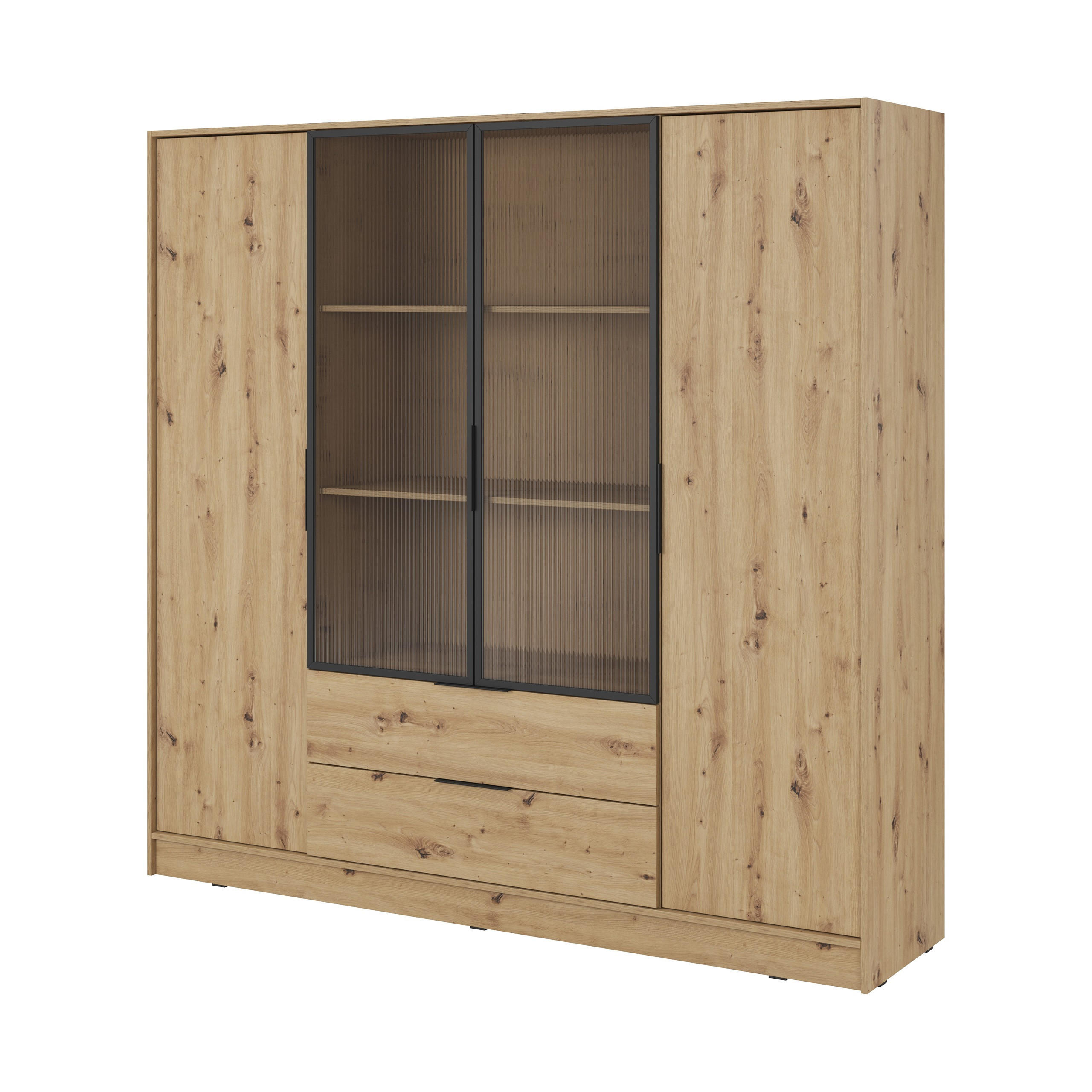 DREHTÜRENSCHRANK CATERINA 206/200/51 cm 4-türig Eiche Artisan - Eiche Artisan, Holzwerkstoff (206/200/51cm) - MASSENO