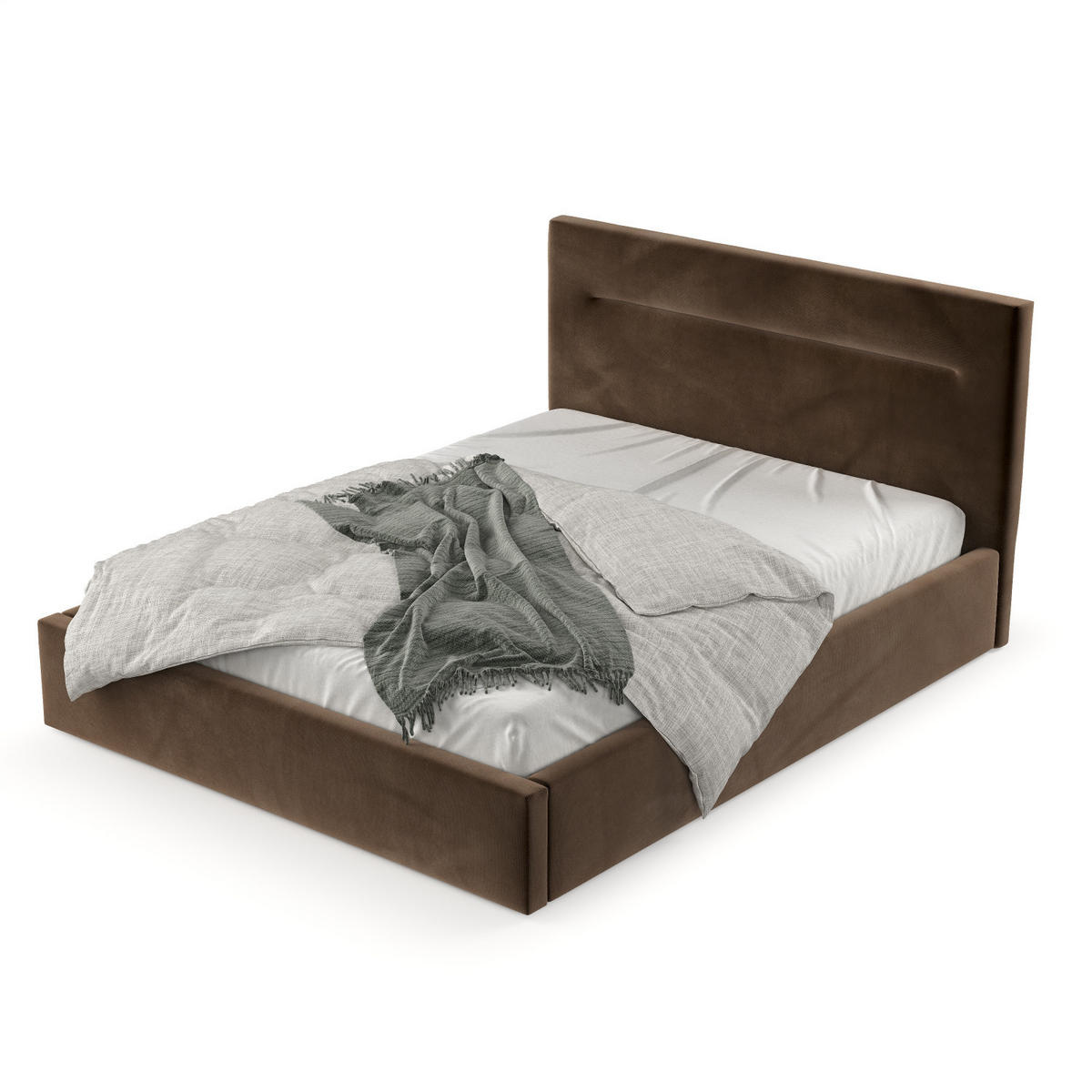 POLSTERBETT Liline 140/200 cm Braun im Kronos Stoff - Schwarz/Naturfarben, Holz/Holzwerkstoff (140/200cm) - AltaBeds