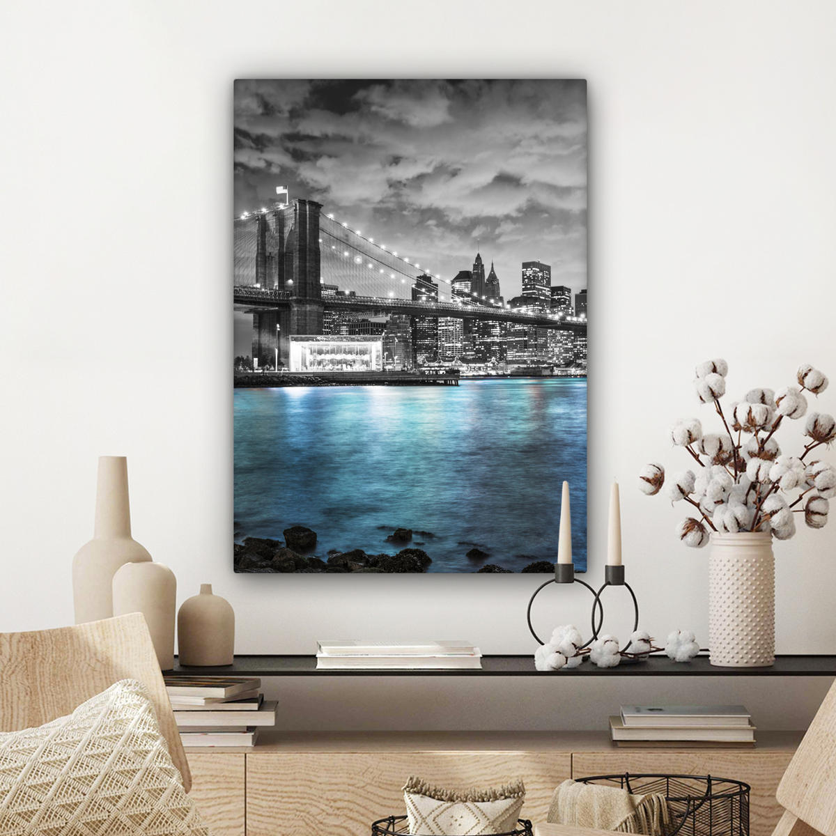 LEINWANDBILD New York - Skyline - Stadt - Blau 60x80 cm - Blaugrau, Textil (60/80cm) - MuchoWow