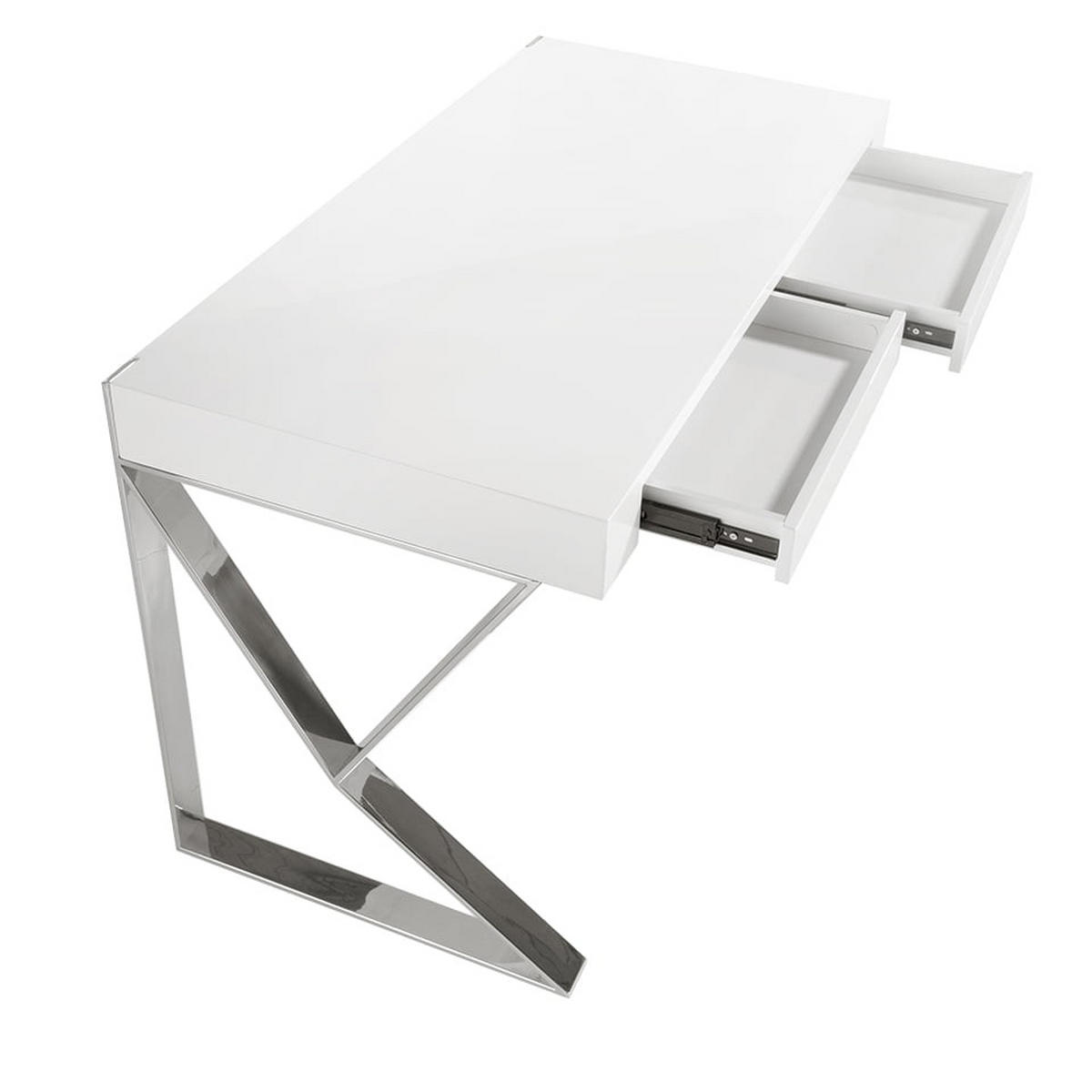 SCHREIBTISCH Rechteckig Weiß Stahl 120/61/76 cm - Edelstahlfarben/Weiß, Holz/Metall (61/120/76cm) - ANGEL CERDA