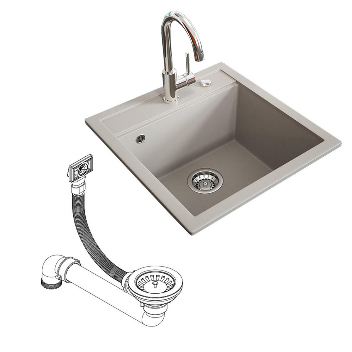 SPÜLBECKEN Tesa Beige 49 x 51 cm - Beige, Keramik (49/20/51cm) - Bergstroem