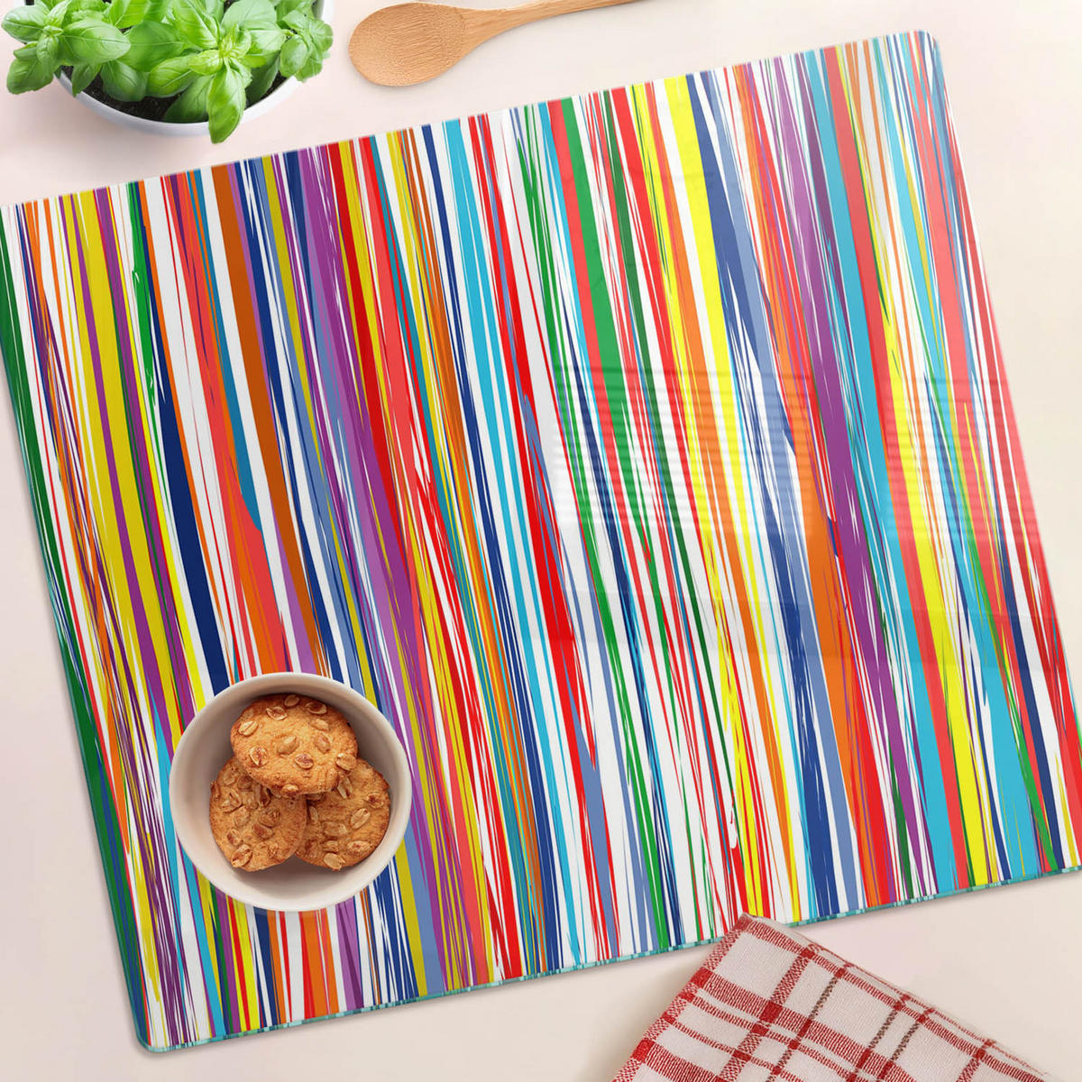 GLASPLATTE 60x52 cm Farbige Streifen - Multicolor, Glas (60/0.4/52cm) - TULUP