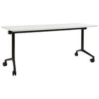 BIROU pliabil alb 180/60 cm cu rotile Cavi - alb/negru, compozit lemnos (60/180/75cm) - Beliani