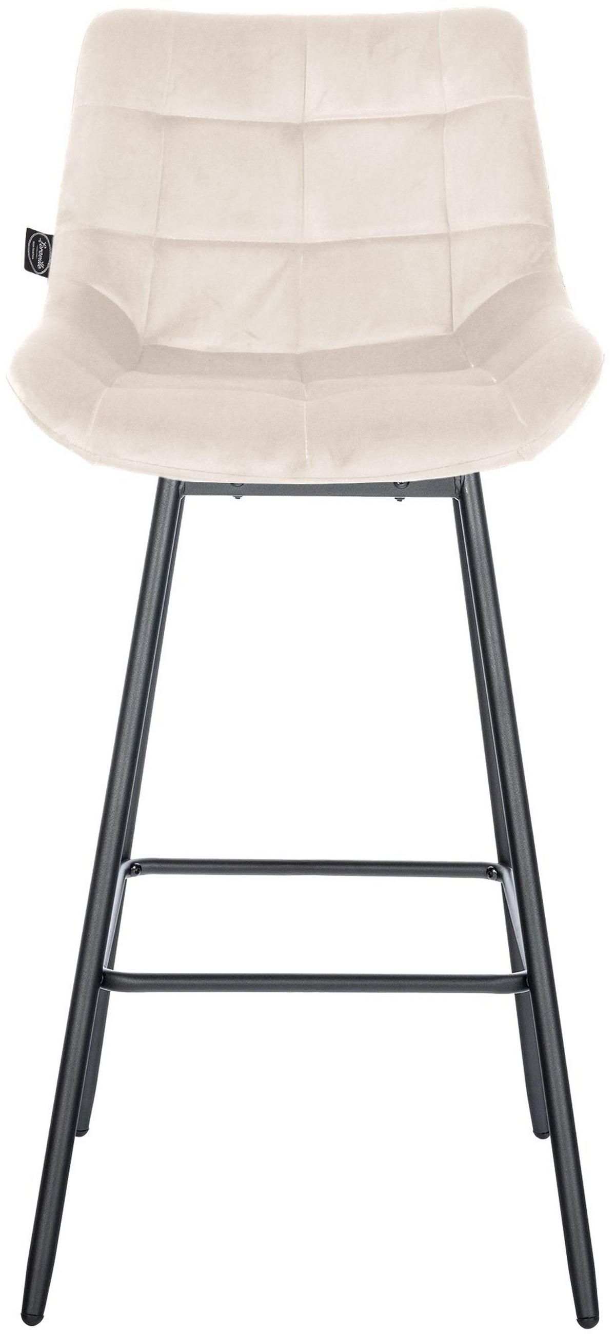 BARHOCKER Welton Schwenkbar Samt creme - Schwarz/Naturfarben, Textil/Metall (49/105/56cm) - TPFLiving