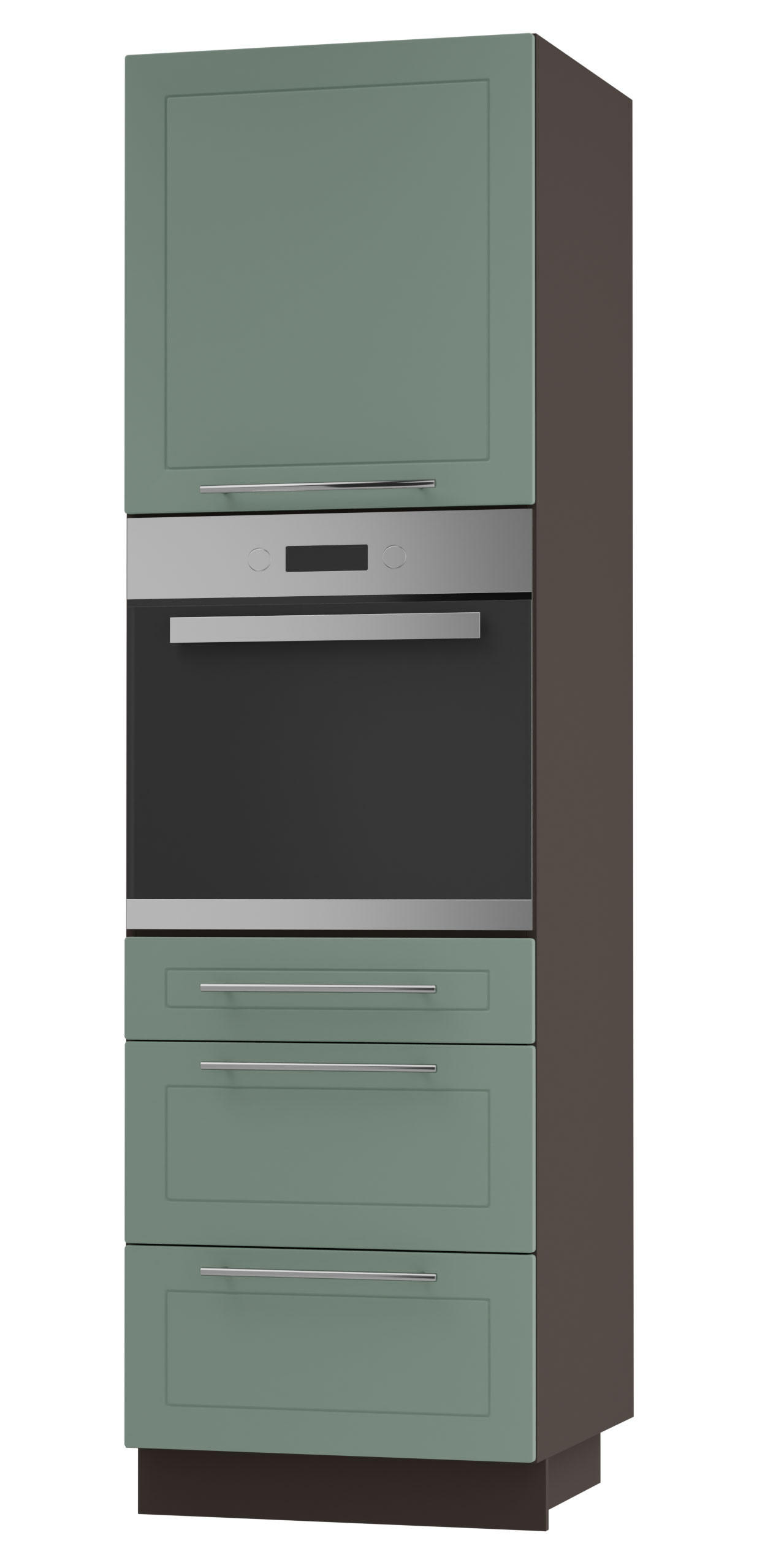 Feldmann-Wohnen Backofen-Hochschrank Mintgrün, Dunkelgrau 60x207x59 cm