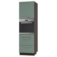 BACKOFEN-HOCHSCHRANK Kvantum D14/RU/3M Mint Matt / Lava Matt 60 / 59 / 207cm - Dunkelgrau/Mintgrün, Holz/Holzwerkstoff (60/207/59cm) - Feldmann-Wohnen