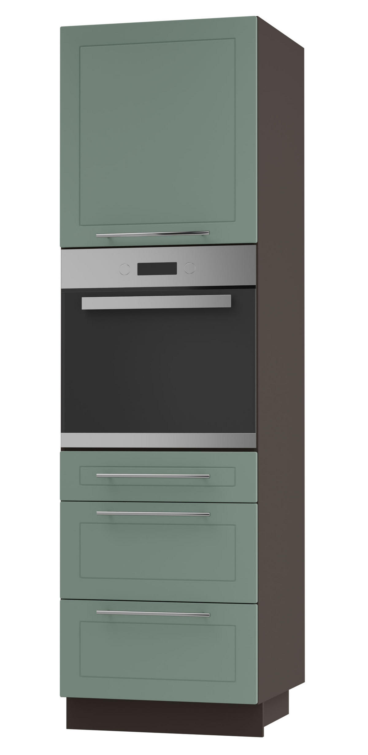 BACKOFEN-HOCHSCHRANK Kvantum D14/RU/3M Mint Matt / Lava Matt 60 / 59 / 207cm - Dunkelgrau/Mintgrün, Holz/Holzwerkstoff (60/207/59cm) - Feldmann-Wohnen