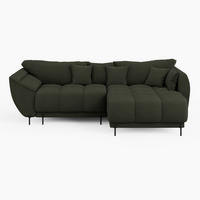 ECKSOFA LEGRO Rechts Grün Bouclé-Stoff L-Form Couch mit Schlaffunktion & Bettkasten - Schwarz/Grün, Holz (285/180cm) - Barchello