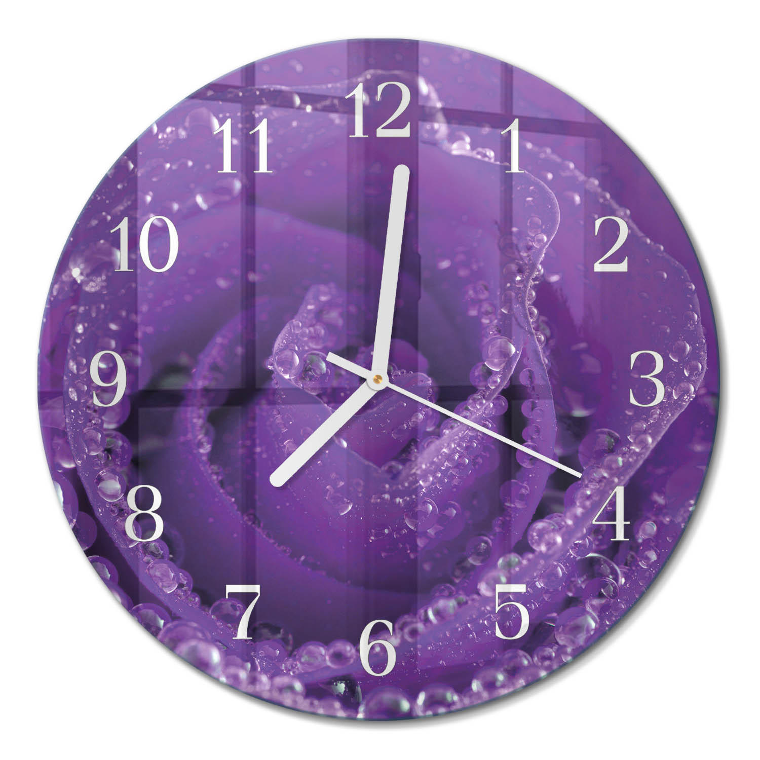 WANDUHR fi30 cm - Rose - Lila, Glas (30/30/0.4cm) - TULUP
