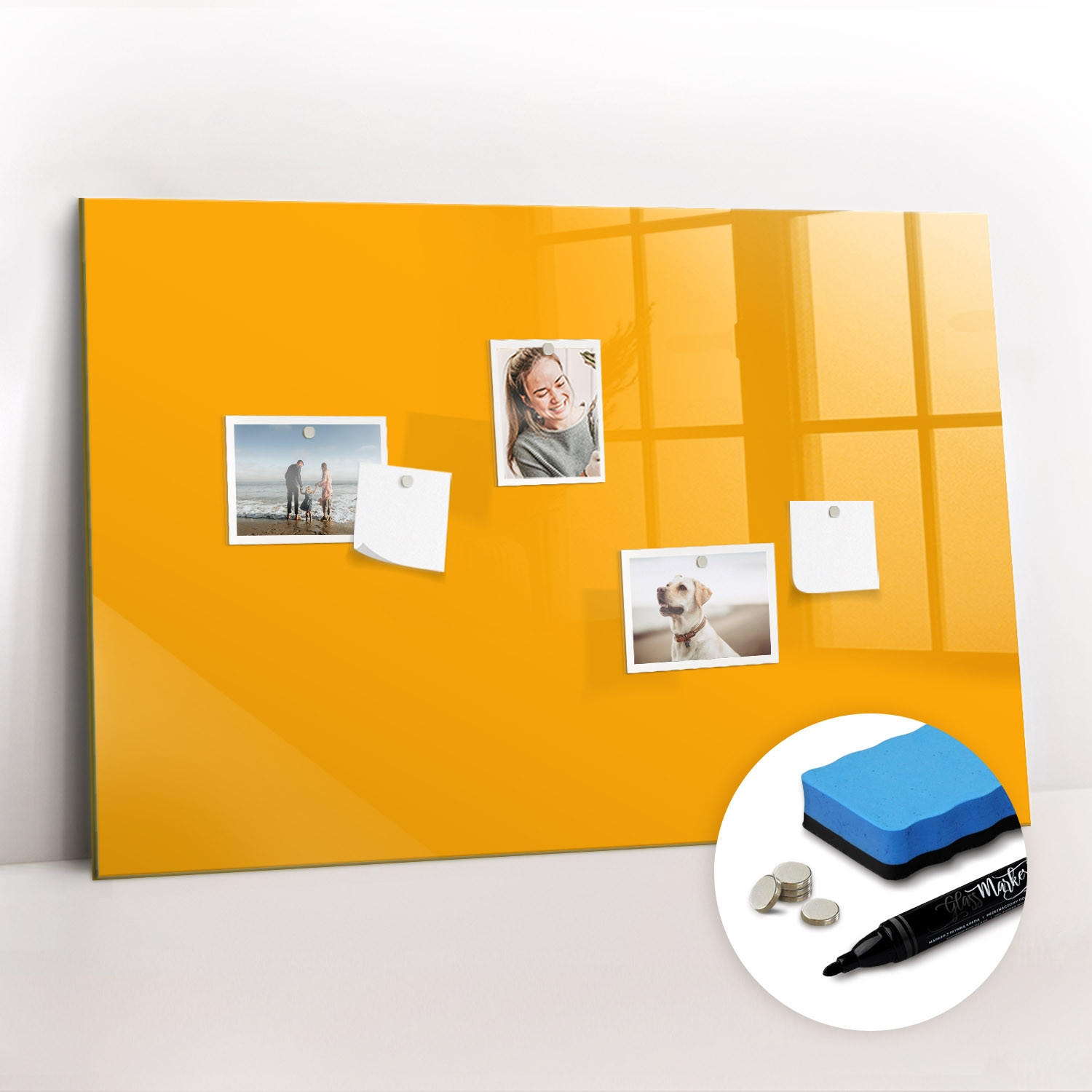 MAGNETTAFEL 90x60 Dunkelgelb schwarzer Marker - Dunkelgelb, Glas (90/0.4/60cm) - TULUP