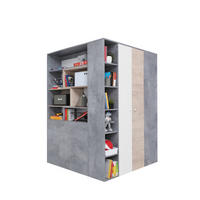 KLEIDERSCHRANK Sally in Beton, Weiß und Eiche – Begehbarer Eckkleiderschrank - Grau, Holzwerkstoff (80/200/120cm)