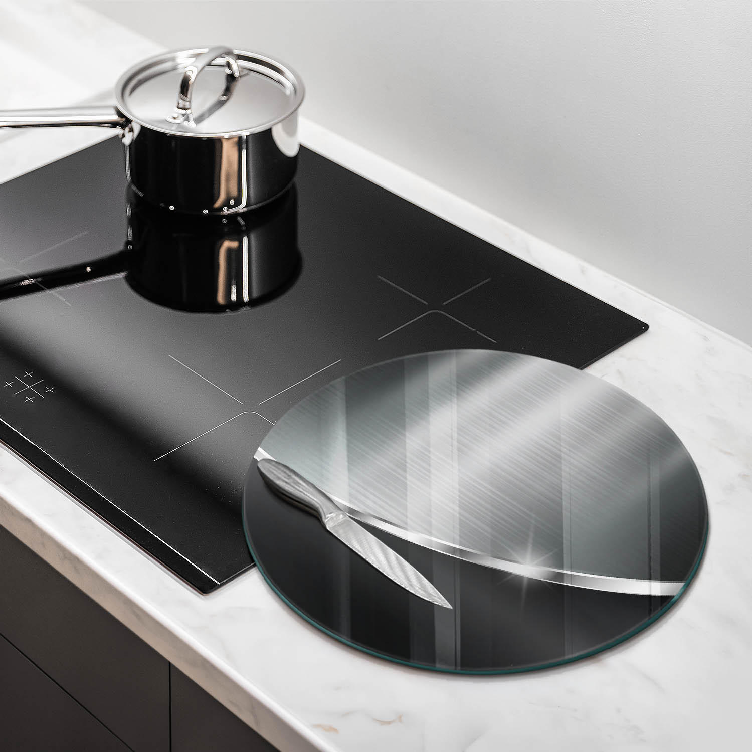 GLASPLATTE Ø 40 cm Metallische Abstraktion - Goldfarben, Glas (40/40cm) - Wallfluent