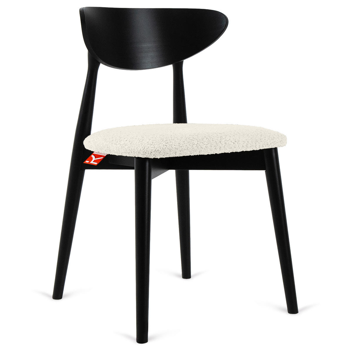 HOLZSTUHL RABI Küchenstuhl, 2-er Stuhl, Bouclé - Schwarz/Weiß, Holz/Textil (47/79/45cm) - KONSIMO®