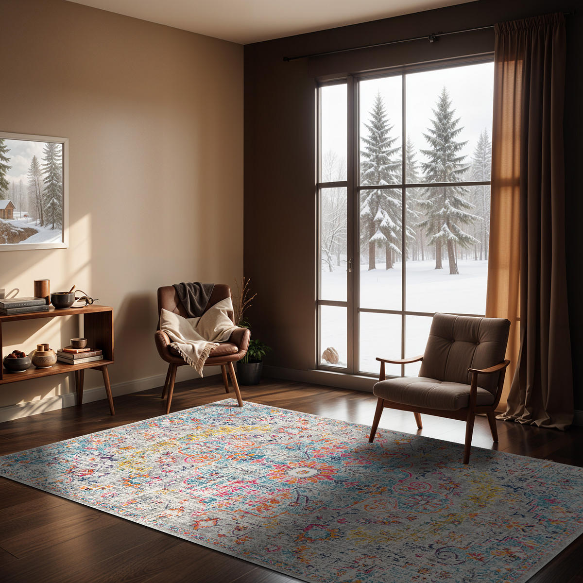 VINTAGE-TEPPICH 120x170 cm Mehrfarbig - Blaugrau, Naturmaterialien/Textil (120/170cm) - LIVABLISS