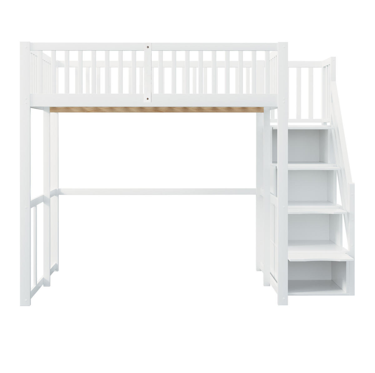HOCHBETT 140/200 cm aus Kiefernholz mit Stauraum, Weiß - Weiß, Holz (140/200cm) - OKMYHOME