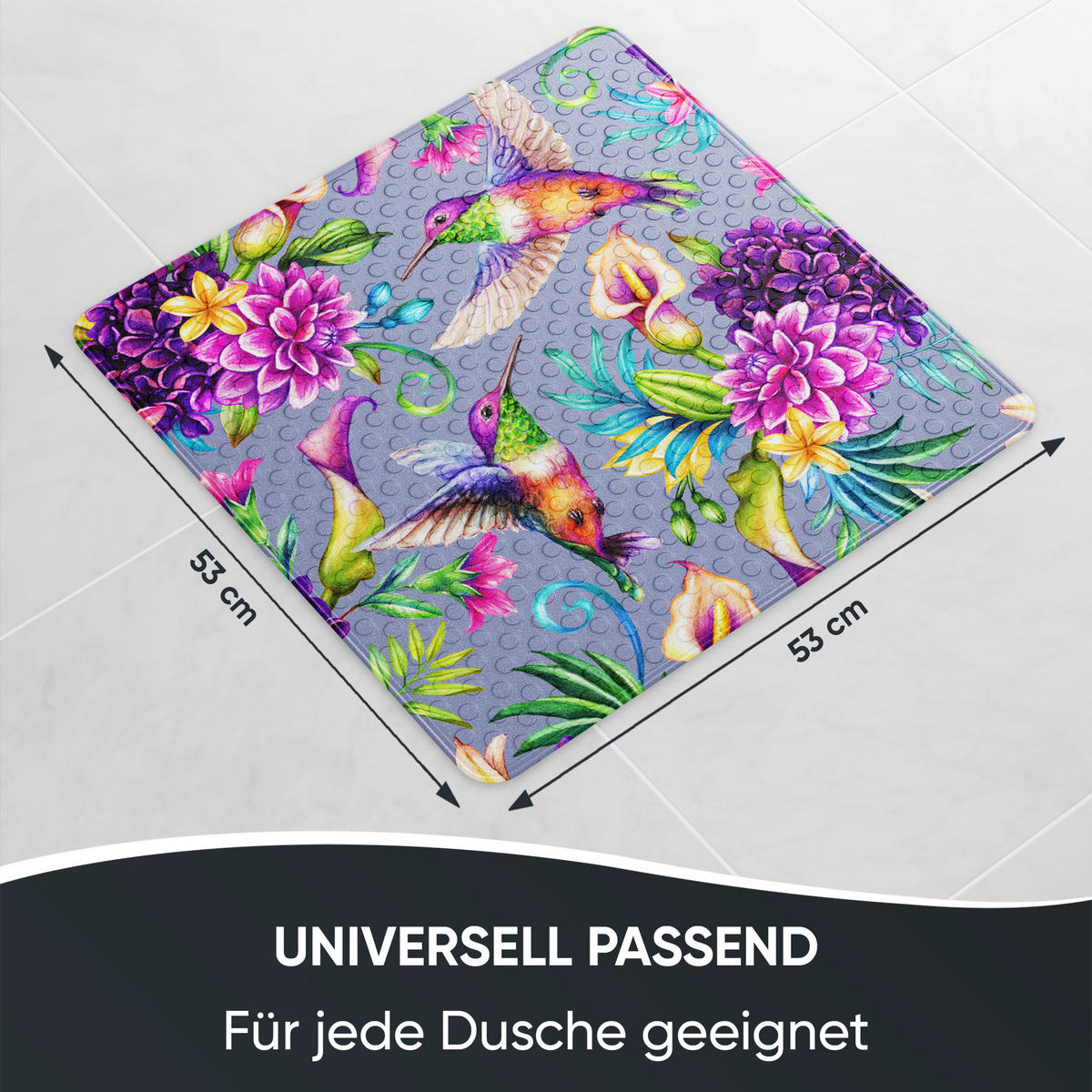 BADEMATTE Kolibri - Multicolor, Kunststoff (53/53cm) - Sanilo